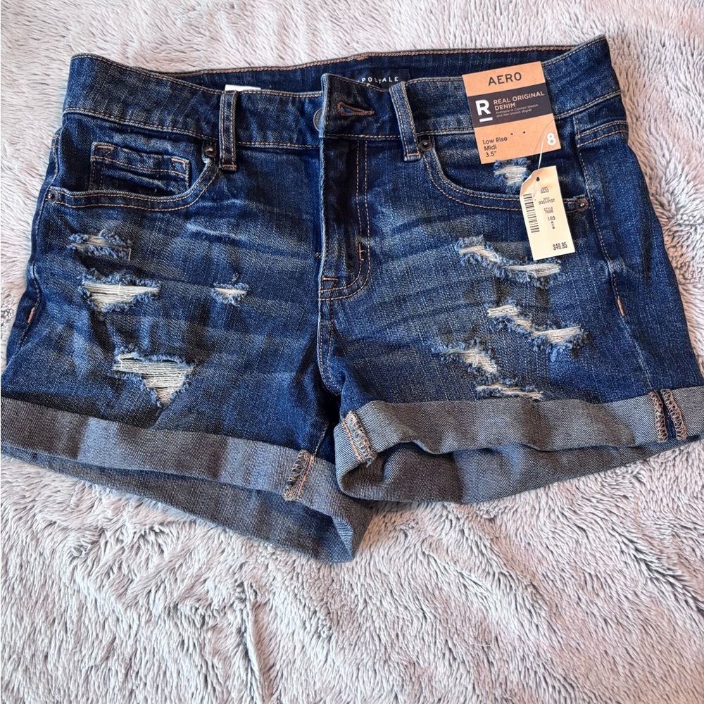 Aeropostale low rise midi denim shorts size 8 NWT